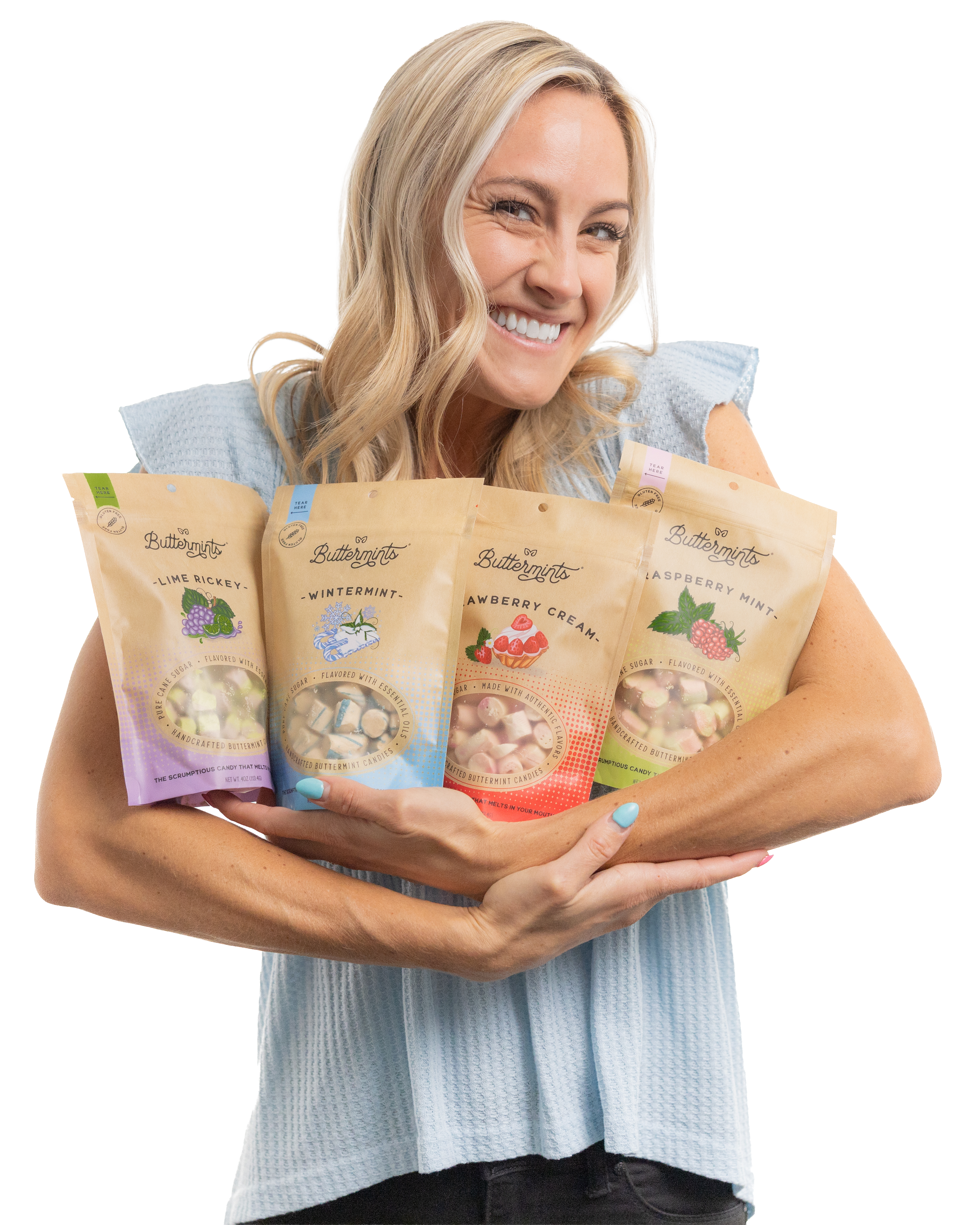 Buyer holding four flavors of Buttermints
